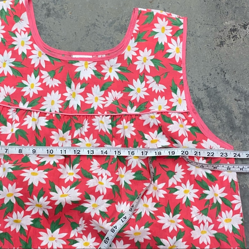 70s Vtg Pink Housedress W Daisies - image 7